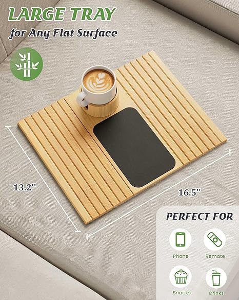 ZenTray™ Bamboo Sofa Armrest Table